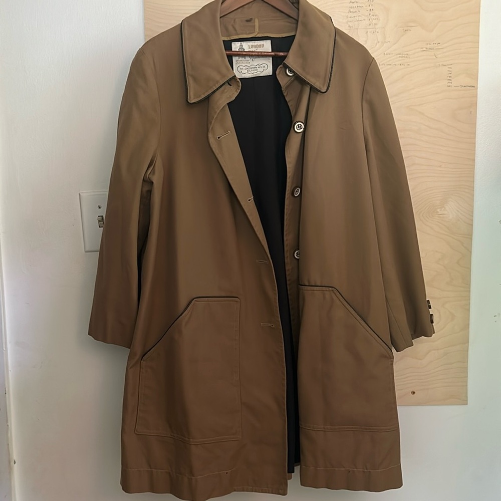 London Fog Tan Trench Coat Classic Mid-Length